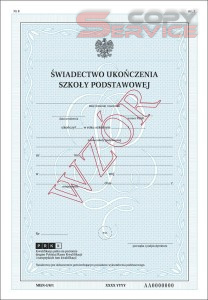 MEiN-I/8/1 - formularz świadectwa szkolnego dla uczniów szkoły podstawowej