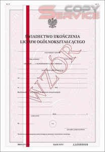 MEiN-I/17-w/2 - ukończenia dla uczniów liceum ogólnokształcącego dla młodzieży – z wyróżnieniem