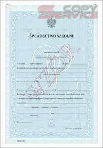 MEiN-I/5/1 - formularz świadectwa szkolnego dla uczniów klas VII oddziałów przysposabiających do pracy